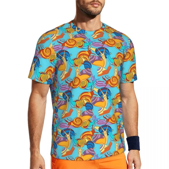 T Shirt For Men Snail Print Mens Cute Animal Basic Gym Quick Dry Summer Novelty Tee Shirt Design Ove