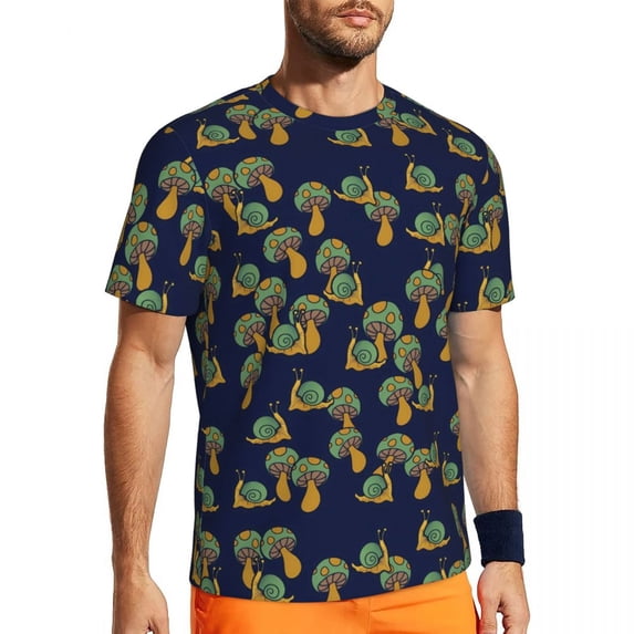 T Shirt For Men Snail Print Mens Cute Animal Basic Gym Quick Dry Summer Novelty Tee Shirt Design Ove