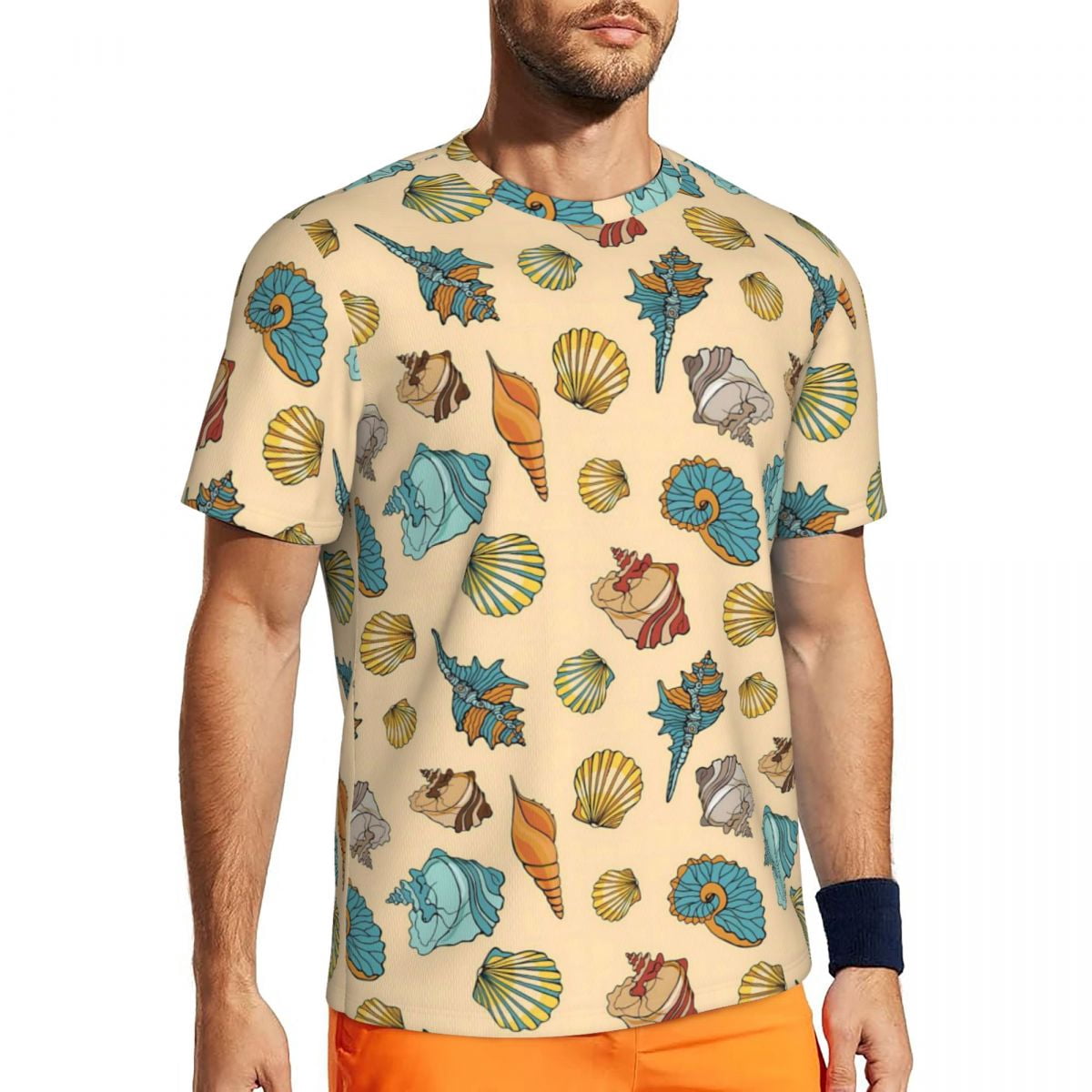 Shell 8695 Logo T Shirt For Men Sports Sea Shells Popular Gold and Black Summer Tee ...