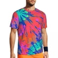 thumbnail image 1 of T Shirt For Men Sportswear For Male Green Tie Dye Novelty Abstract Print Summer Tees O Neck Awesome, 1 of 7