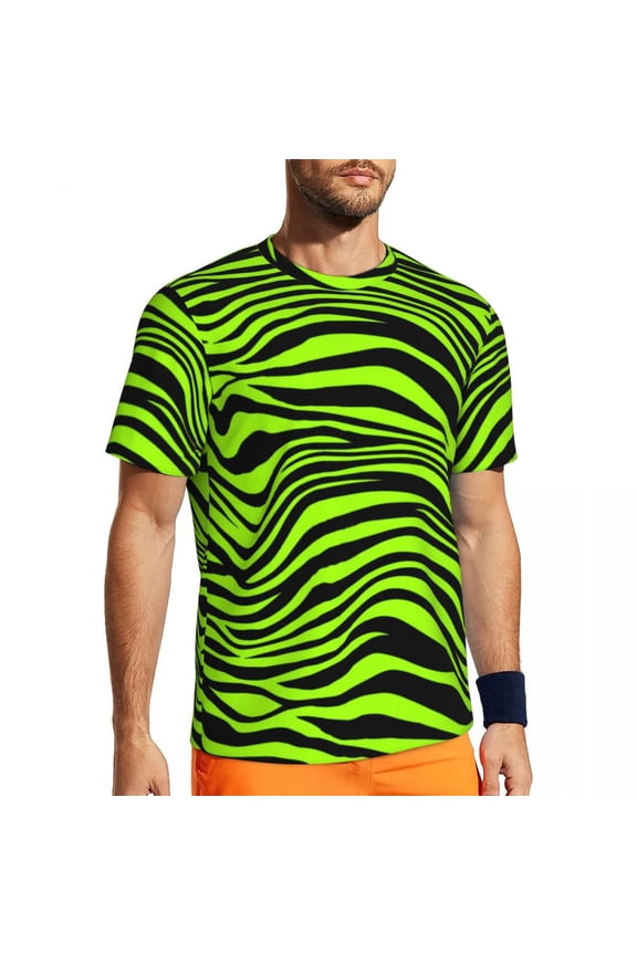 T Shirt For Men Sportswear For Male Green Tiger Lines T-Shirts Fashion Animal Print Summer Tee Shirt
