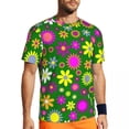 thumbnail image 1 of T Shirt For Men Sportswear Hippie Flower Power T-Shirts Fashion Blue Floral Summer Tee Shirt O Neck, 1 of 7