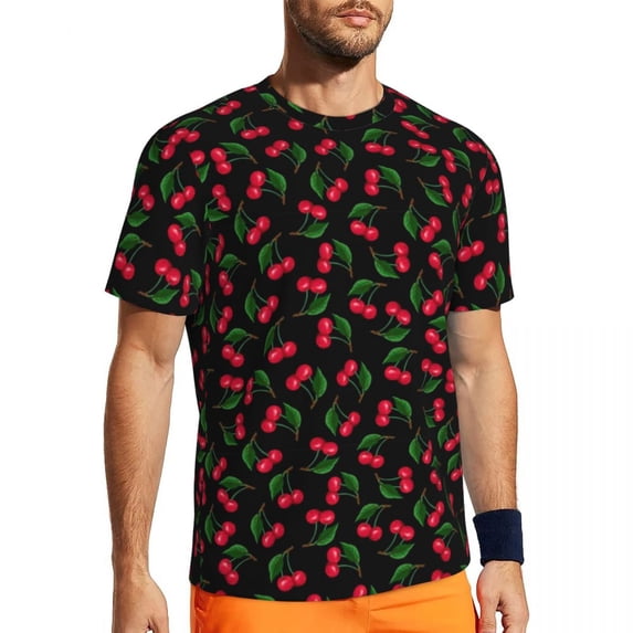 T Shirt For Men Sportswear T-Shirt For Couple Cute Fruit Harajuku Red Watercolor Cherries Summer Tee