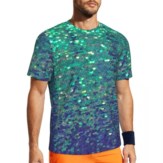T Shirt For Men Sportswear T-Shirt For Man Faux Glitter Sparkle Fashion Purple Pink Ombre Summer Tee