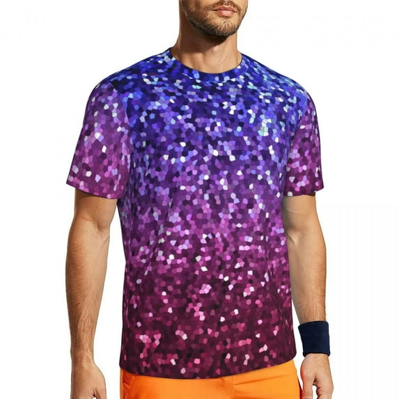 T Shirt For Men Sportswear T-Shirt For Man Faux Glitter Sparkle Fashion Purple Pink Ombre Summer Tee