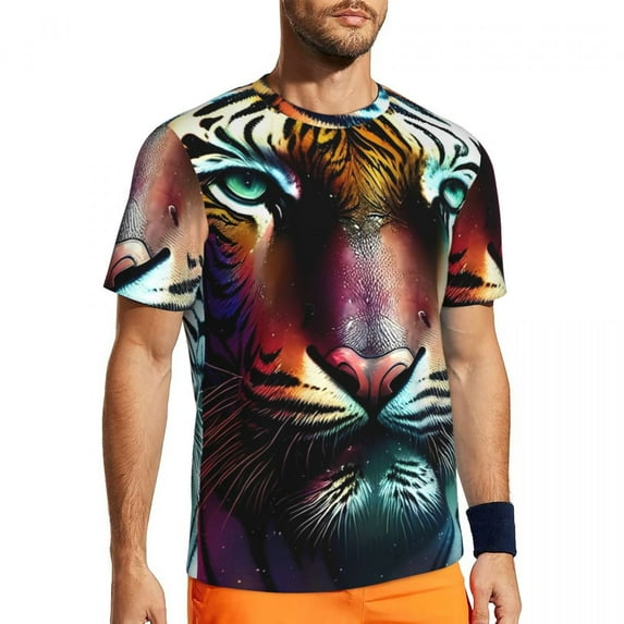 T Shirt For Men Sportswear T-Shirt For Man Tiger Stripes Hippie Animal Print Summer Tee Shirt O Neck
