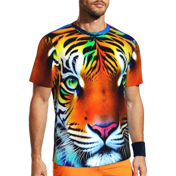 T Shirt For Men Sportswear T-Shirt For Man Tiger Stripes Hippie Animal Print Summer Tee Shirt O Neck
