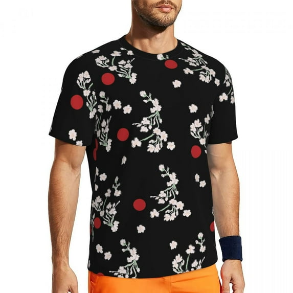 T Shirt For Men Sportswear T-Shirt For Men Pink Red Flower T-Shirts Harajuku Palm Leaf Print Summer