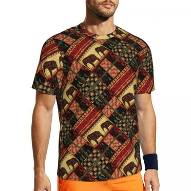 T Shirt For Men Squares Of Patchwork Gym T-Shirt Summer Colorful Vintage Pattern Casual Trending Tsh