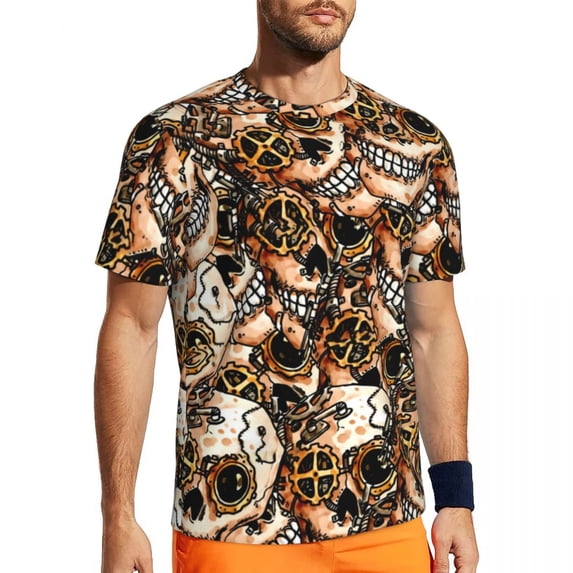T Shirt For Men Steampunk Brass Gears Gym Beach Retro Print Classic T-Shirts Novelty Tshirt For Coup