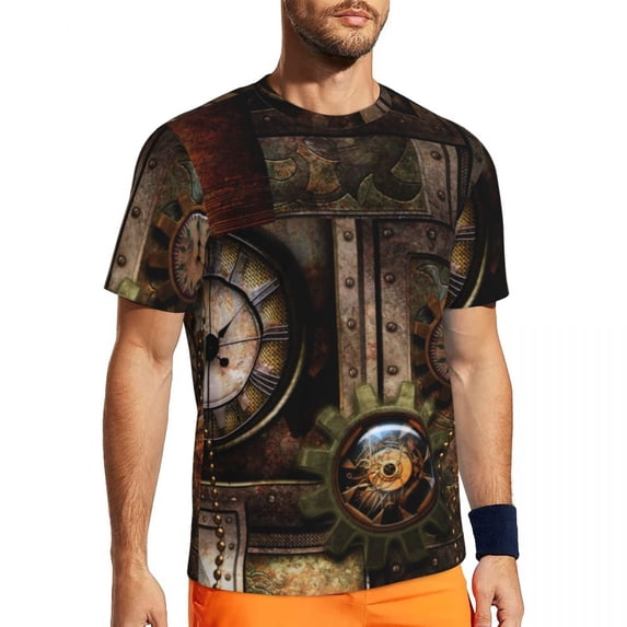 T Shirt For Men Steampunk Brass Skull Gym T-Shirt Brass Pocket Watch Popular Mens Vintage Tshirt Sum