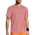 thumbnail image 1 of T Shirt For Men Striped Print Running Summer Purple And White Basic Novelty Tee Shirt For Male Patte, 1 of 7