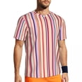 thumbnail image 1 of T Shirt For Men Striped Print Running Summer Purple And White Basic Novelty Tee Shirt For Male Patte, 1 of 7