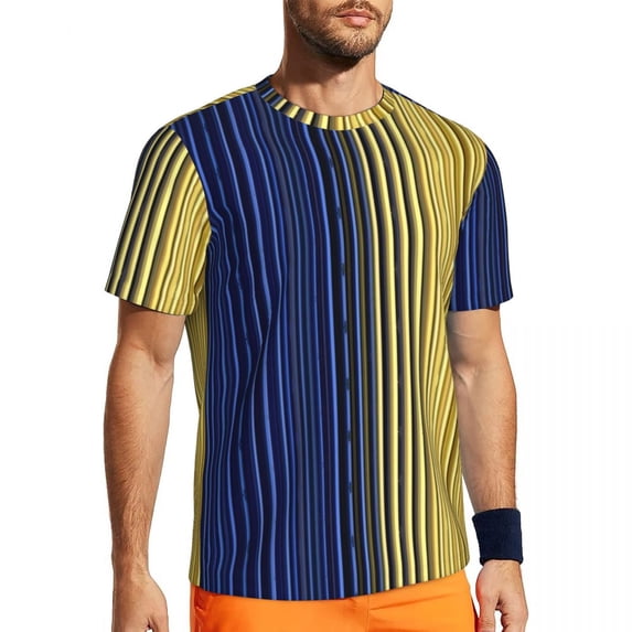 T Shirt For Men Striped Print Running Summer Purple And White Basic Novelty Tee Shirt For Male Patte