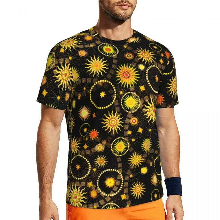 T Shirt For Men Sun And Moon Retro Gym T-Shirt Beach Astronomy