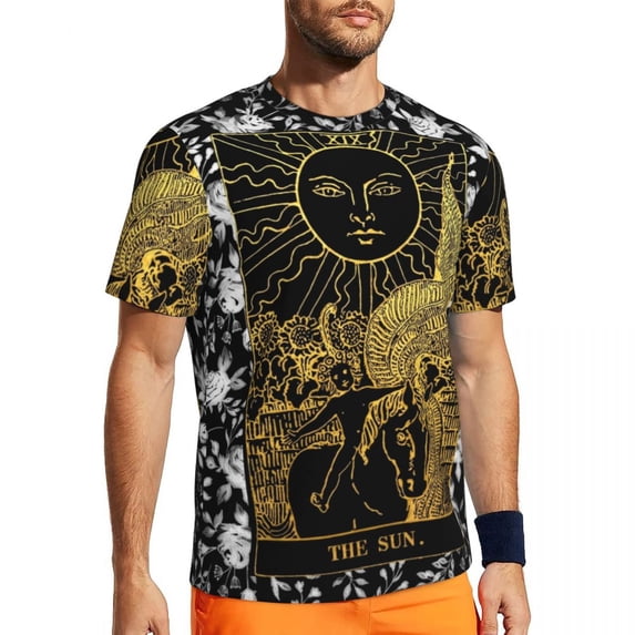 T Shirt For Men Sun Print Running T-Shirt Abstract Fire Fashion Mens Streetwear Tee Shirt Summer Sho