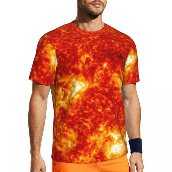 T Shirt For Men Sun Print Running T-Shirt Abstract Fire Fashion Mens Streetwear Tee Shirt Summer Sho