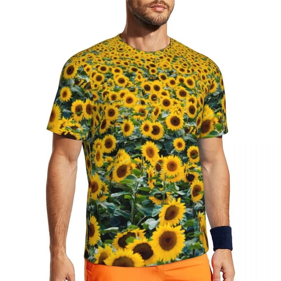 T Shirt For Men Sunflower Blooming Gym T-Shirt Summer Hippie Vibes Peace Flower Vintage Harajuku Tsh