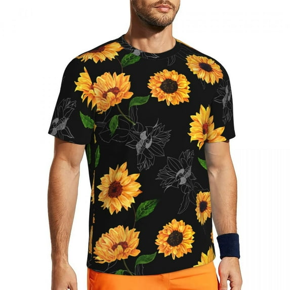 T Shirt For Men Sunflower Blooming Gym T-Shirt Summer Hippie Vibes Peace Flower Vintage Harajuku Tsh