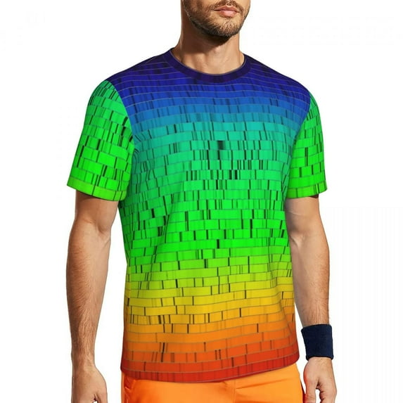 T Shirt For Men Sunset Print Subtle Pan Flag Hip Hop Running T-Shirts Short Sleeves Quick Dry Tops B