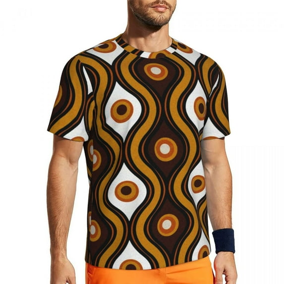 T Shirt For Men Swirling Retro 70S Couple Abstract Lines Vintage Sportswear Summer Novelty Tee Shirt