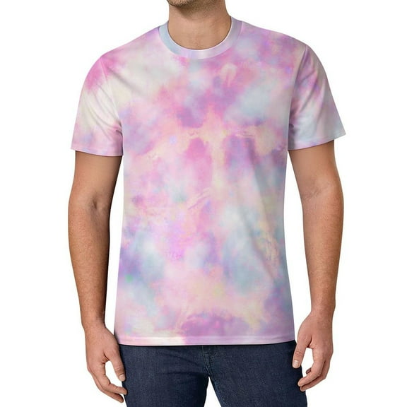T Shirt For Men Tie Dye T-Shirt Yellow Orange Red Spiral Streetwear T-Shirts O-Neck Hip Hop Tshirt B