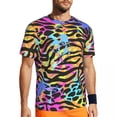 thumbnail image 1 of T Shirt For Men Tiger Print Stripes Glam Black And Gold Fashion Running Short Sleeve Fast Dry Tshirt, 1 of 7