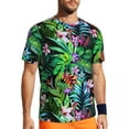 thumbnail image 1 of T Shirt For Men Tropical Floral Fest Leaves Print Harajuku Sports Short-Sleeved Quick Dry Tops Summe, 1 of 6
