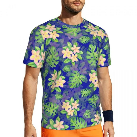 T Shirt For Men Tropical Leaves Hawaiian Print Novelty Gym Short Sleeve Comfortable Tshirt Summer St
