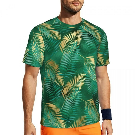 T Shirt For Men Tropical Palm Leaves Gym T-Shirt Red Leaf Print Hip Hop Man Streetwear Tee Shirt Sum
