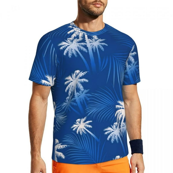T Shirt For Men Tropical Palm Leaves Gym T-Shirt Red Leaf Print Hip Hop Man Streetwear Tee Shirt Sum