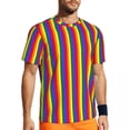 thumbnail image 1 of T Shirt For Men Vertical Striped Man Blue And White Casual Gym Quick Dry Summer Novelty Tees Pattern, 1 of 7