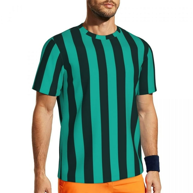 T Shirt For Men Vertical Striped Man Blue And White Casual Gym Quick Dry Summer Novelty Tees Pattern