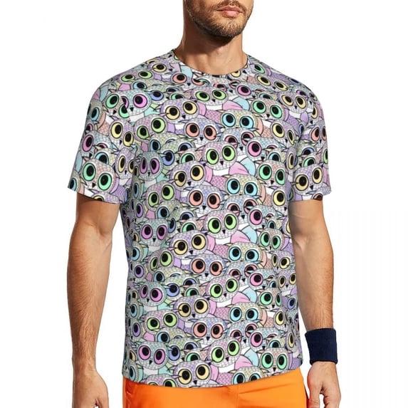 T Shirt For Men Vibrant Owl Running Summer Retro Floral Print Casual T-Shirts Hippie Tshirt For Men