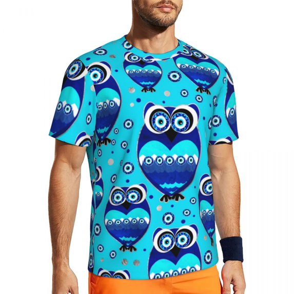 T Shirt For Men Vibrant Owl Running Summer Retro Floral Print Casual T-Shirts Hippie Tshirt For Men