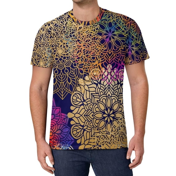 T Shirt For Men Vintage Ethnic T-Shirt Men Colorful Tribal Print Classic T-Shirts Premium Trending T