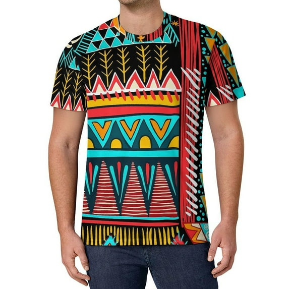 T Shirt For Men Vintage Ethnic T-Shirt Men Colorful Tribal Print Classic T-Shirts Premium Trending T