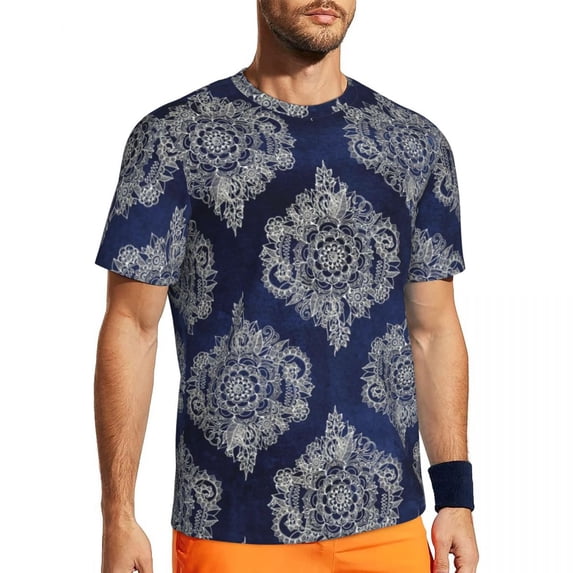 T Shirt For Men Vintage Mandala Art Funky Painted Medallion Hip Hop Sports Short Sleeve Quick Dry Ts