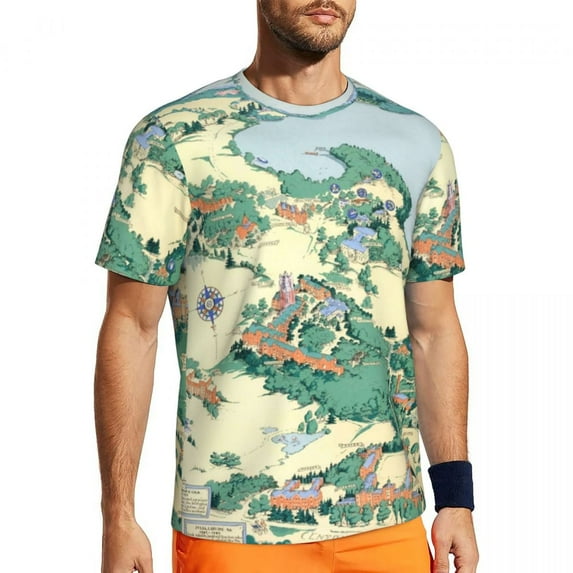 T Shirt For Men Vintage Old World Map Sports Summer Iceland Print Awesome T-Shirts Fashion Tee Shirt