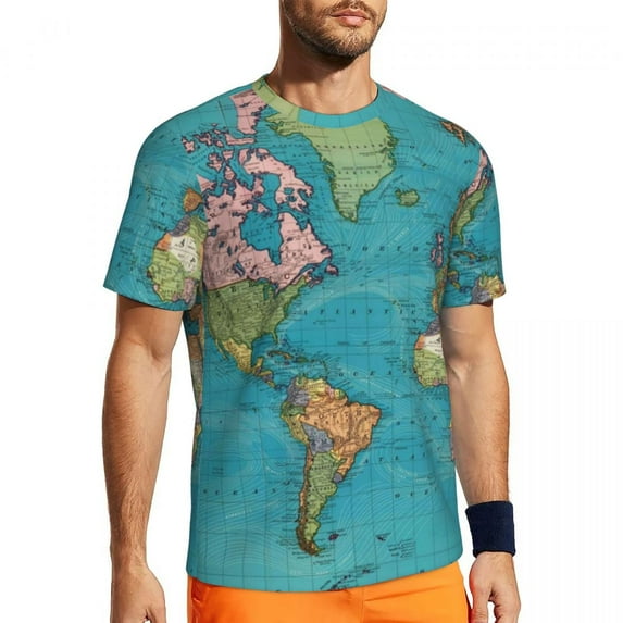 T Shirt For Men Vintage Old World Map Sports Summer Iceland Print Awesome T-Shirts Fashion Tee Shirt