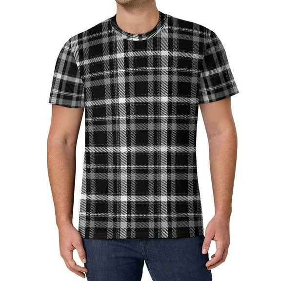 T Shirt For Men Vintage Plaid Green And Red Check Basic T-Shirts O Neck Hippie Tshirt Summer Male Cu