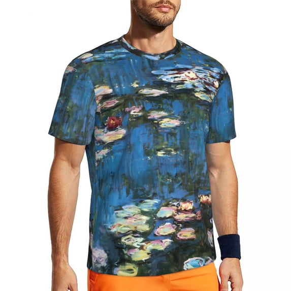 T Shirt For Men Water Lily Print Sportswear Summer Pink Lotus Vintage T-Shirts Hip Hop Tshirt For Ma