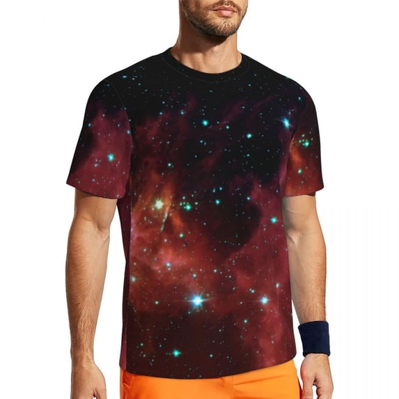 T Shirt For Men Watercolor Sky T-Shirt Lake Northern Lights Harajuku Sportswear Short Sleeve Tops Su