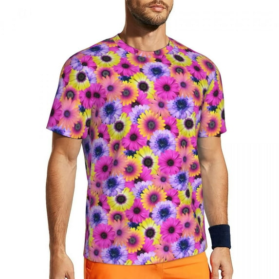 T Shirt For Men White Daisy Sportswear Beach Elegant Flower Print Vintage Harajuku Tshirt For Men Cu