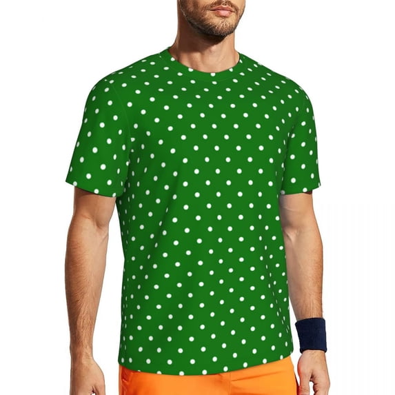 T Shirt For Men White Polka Dot Holiday T-Shirt Mens Polkadot Christmas Green Classic Sports Fast Dr
