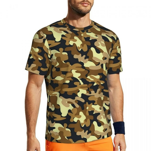 T Shirt For Men Yellow Camo Desert Camouflage Trendy Cool Gym T-Shirts Short-Sleeve Comfortable Tshi