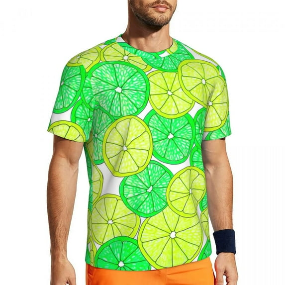 T Shirt For Men Yellow Lemon Slices Men Flower Print Basic Sports T-Shirts Quick-drying Summer Fashi