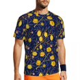 thumbnail image 1 of T Shirt For Men Yellow Lemon Slices Men Flower Print Basic Sports T-Shirts Quick-drying Summer Fashi, 1 of 7