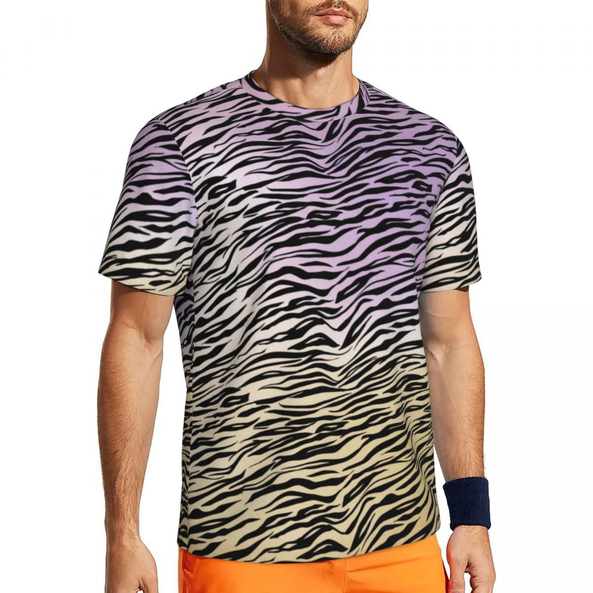 T Shirt For Men Zebra Print Animal Stripes Hippie Gym T-Shirts