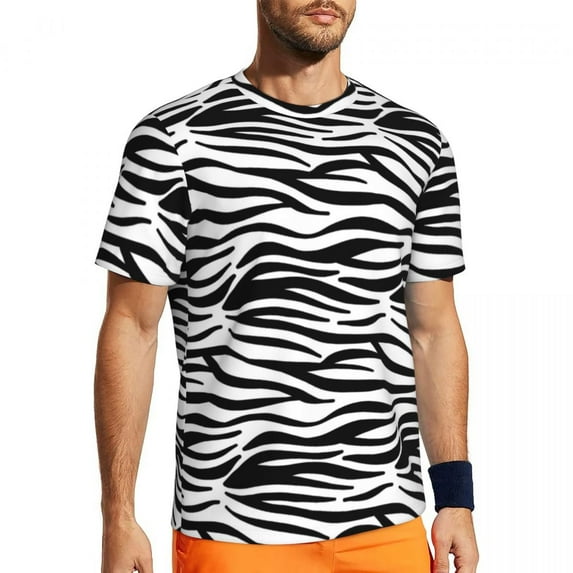 T Shirt For Men Zebra Print Animal Stripes Hippie Gym T-Shirts Short Sleeve Comfortable Tops Summer